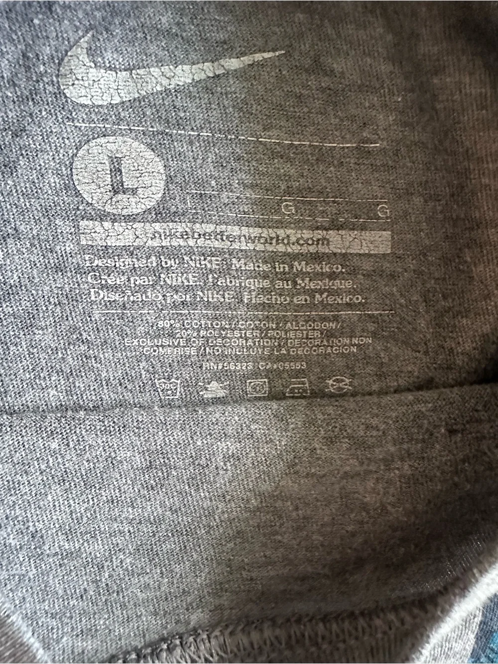 Nike Gray Short-Sleeve Tee with Blue Logo